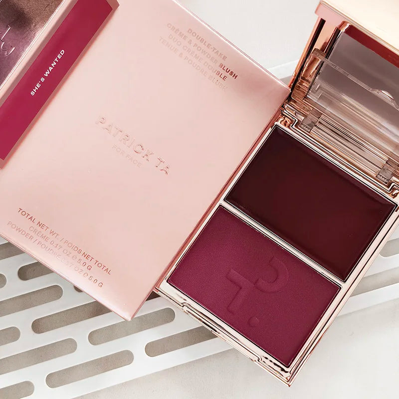 Patrick-Ta Double-take Creme & Powder Blush Matte Satin Finish Fine Powder Texture Popular Popular Brand Creamy Rouge Products