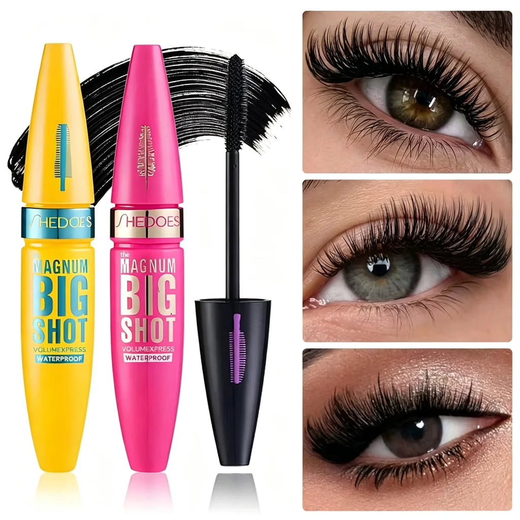 Big Shot Waterproof Mascara, Volume Express Curling Lash Mascara, Smudge-Proof Thick Black Eyelash Makeup For Fuller Lashes