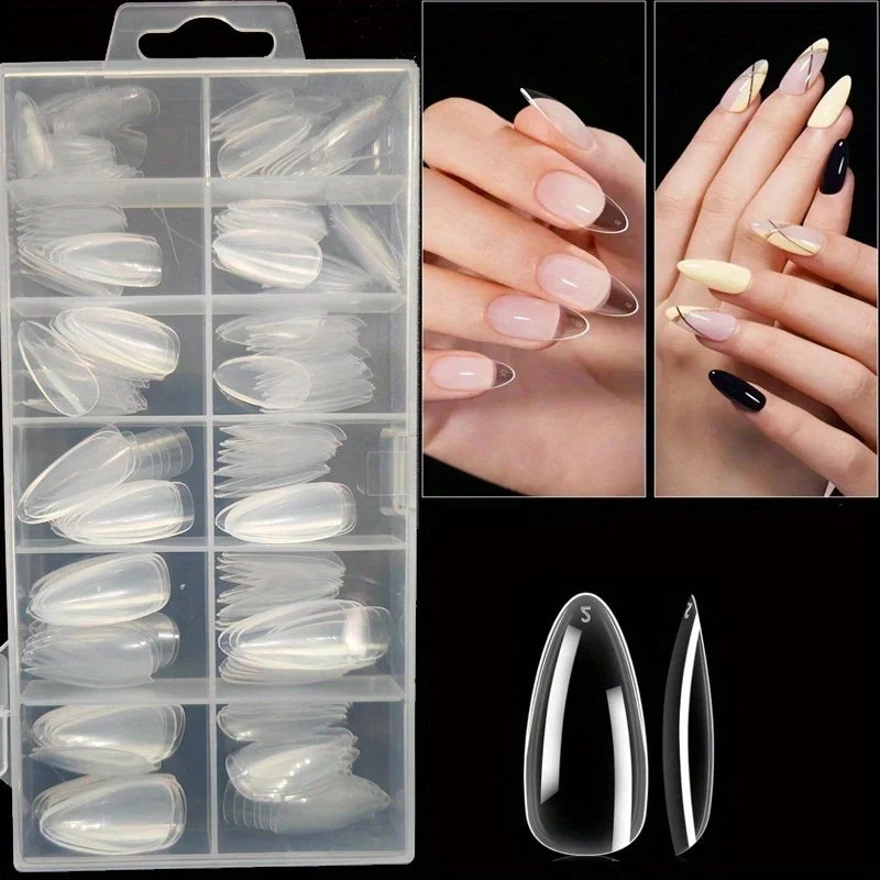 120 Pieces of Transparent Coffin/Mandarin/Aprilion/Square/Oval/Other Shape Style Boxed Nails, Soft 12 Sizes Full Cover Acrylic Press-On Nails, Suitable for Home DIY Nail Art and Nail Salon Use or as a Gift, Essential for Wome