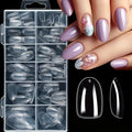 120 Pieces of Transparent Coffin/Mandarin/Aprilion/Square/Oval/Other Shape Style Boxed Nails, Soft 12 Sizes Full Cover Acrylic Press-On Nails, Suitable for Home DIY Nail Art and Nail Salon Use or as a Gift, Essential for Wome