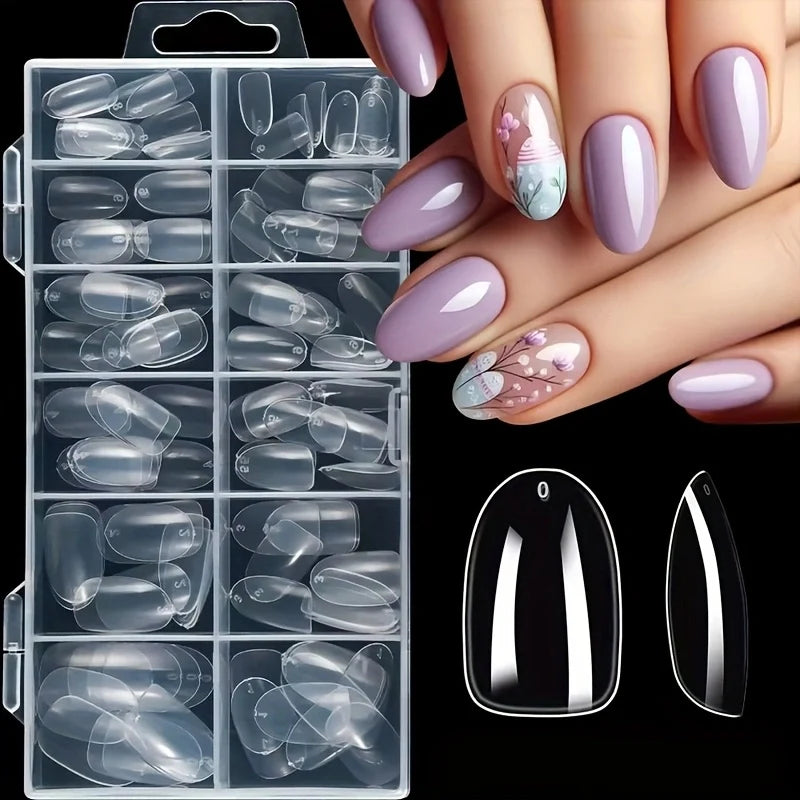 120 Pieces of Transparent Coffin/Mandarin/Aprilion/Square/Oval/Other Shape Style Boxed Nails, Soft 12 Sizes Full Cover Acrylic Press-On Nails, Suitable for Home DIY Nail Art and Nail Salon Use or as a Gift, Essential for Wome