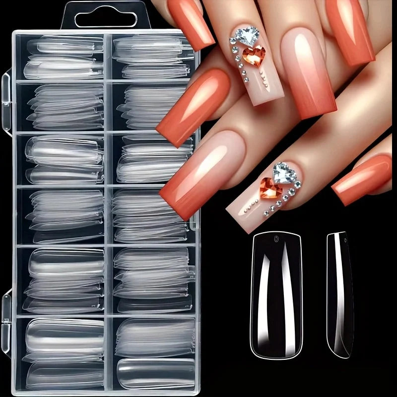 120 Pieces of Transparent Coffin/Mandarin/Aprilion/Square/Oval/Other Shape Style Boxed Nails, Soft 12 Sizes Full Cover Acrylic Press-On Nails, Suitable for Home DIY Nail Art and Nail Salon Use or as a Gift, Essential for Wome
