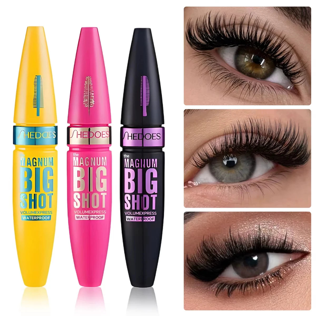 Big Shot Waterproof Mascara, Volume Express Curling Lash Mascara, Smudge-Proof Thick Black Eyelash Makeup For Fuller Lashes