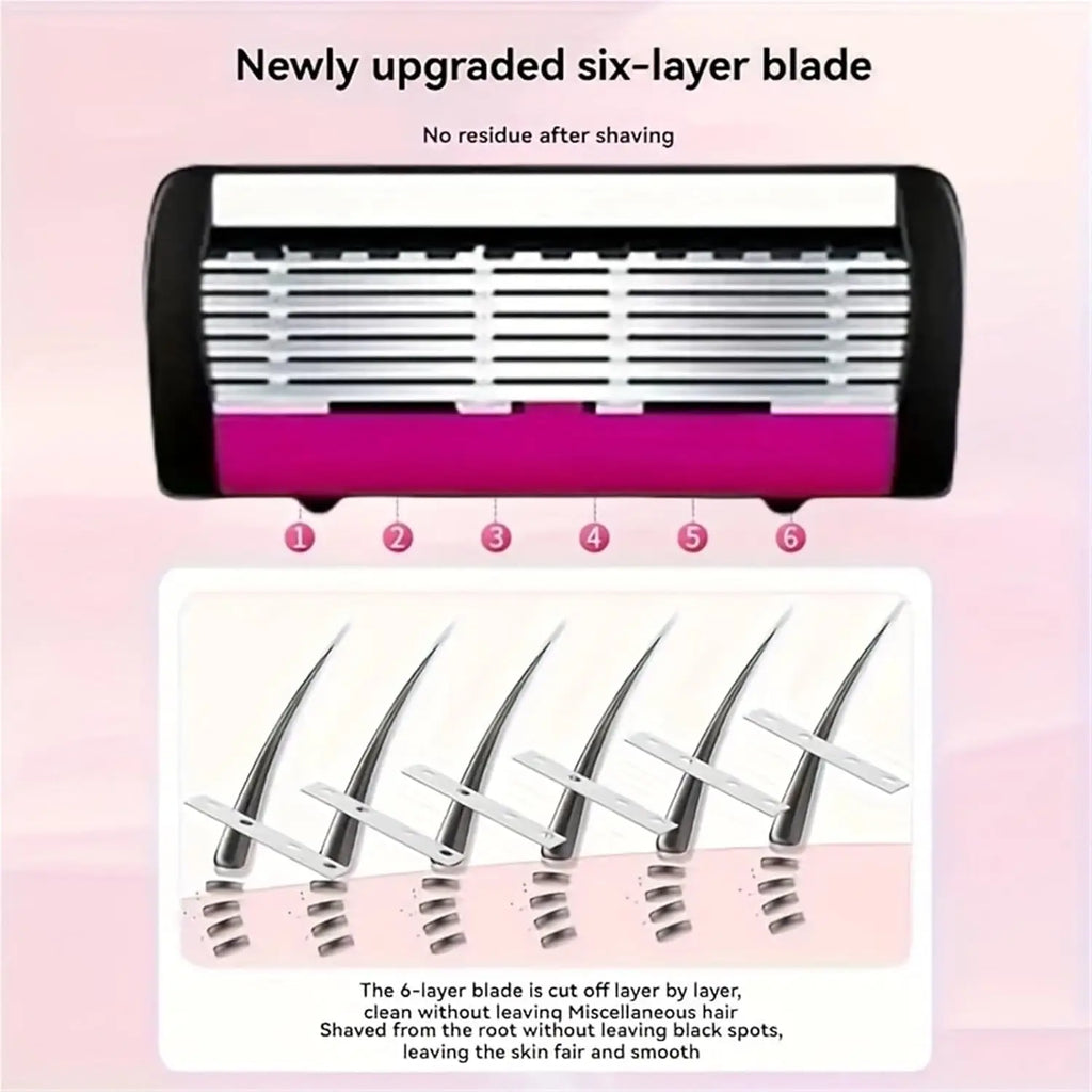 High quality man safety razor blade 6 layer german stainless steel shaving cartridges compatible mach s14haver