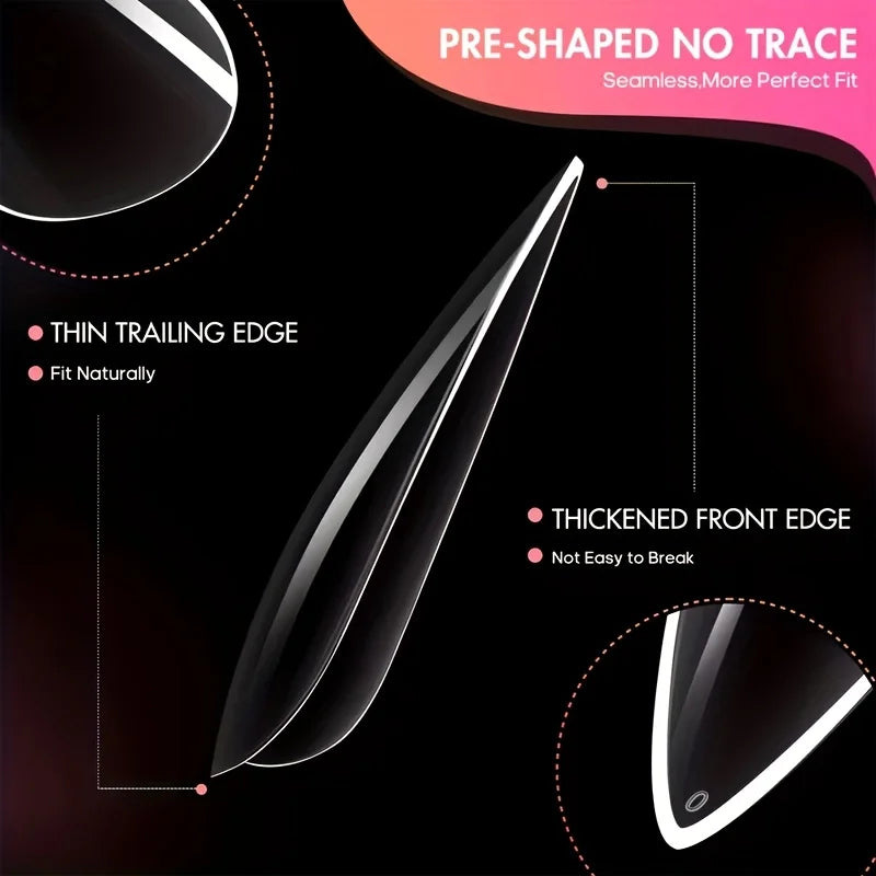120 Pieces of Transparent Coffin/Mandarin/Aprilion/Square/Oval/Other Shape Style Boxed Nails, Soft 12 Sizes Full Cover Acrylic Press-On Nails, Suitable for Home DIY Nail Art and Nail Salon Use or as a Gift, Essential for Wome