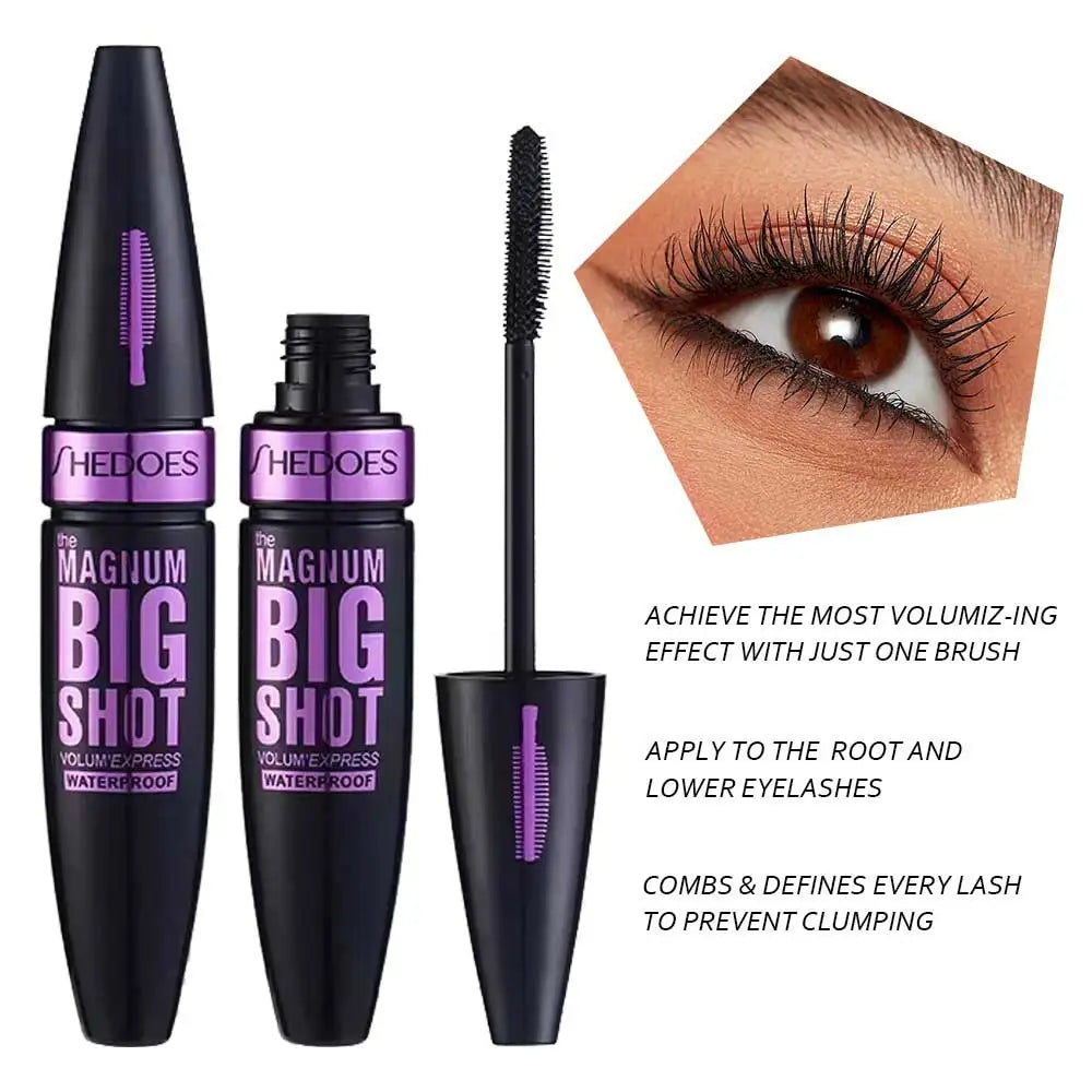 Big Shot Waterproof Mascara, Volume Express Curling Lash Mascara, Smudge-Proof Thick Black Eyelash Makeup For Fuller Lashes