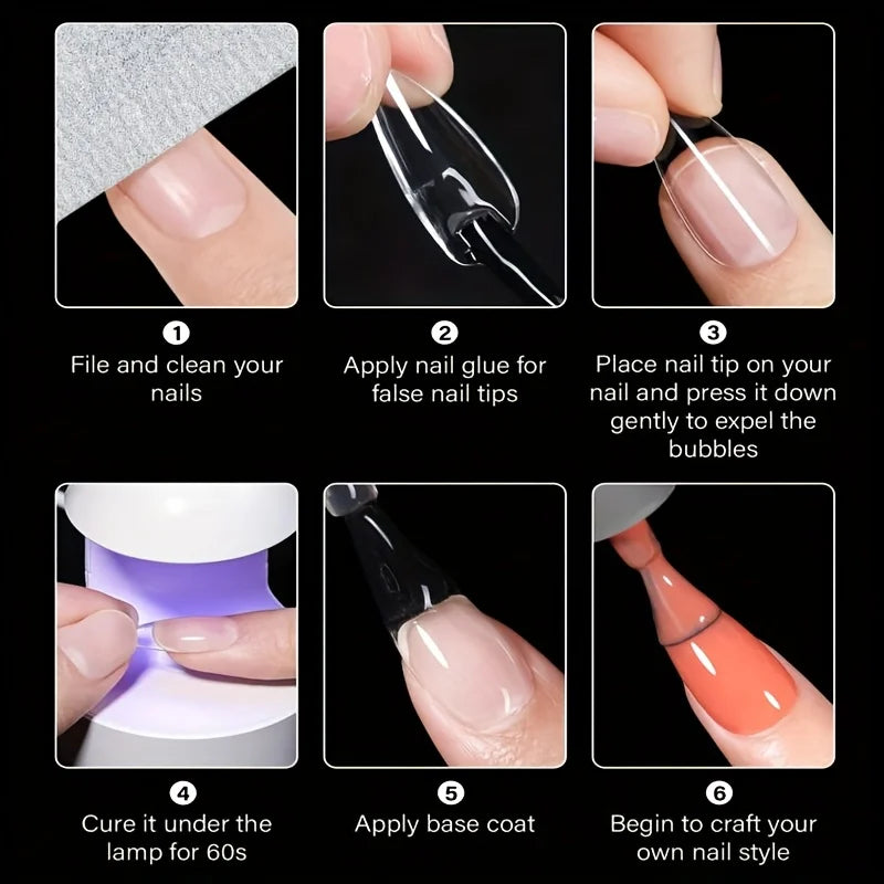 120 Pieces of Transparent Coffin/Mandarin/Aprilion/Square/Oval/Other Shape Style Boxed Nails, Soft 12 Sizes Full Cover Acrylic Press-On Nails, Suitable for Home DIY Nail Art and Nail Salon Use or as a Gift, Essential for Wome