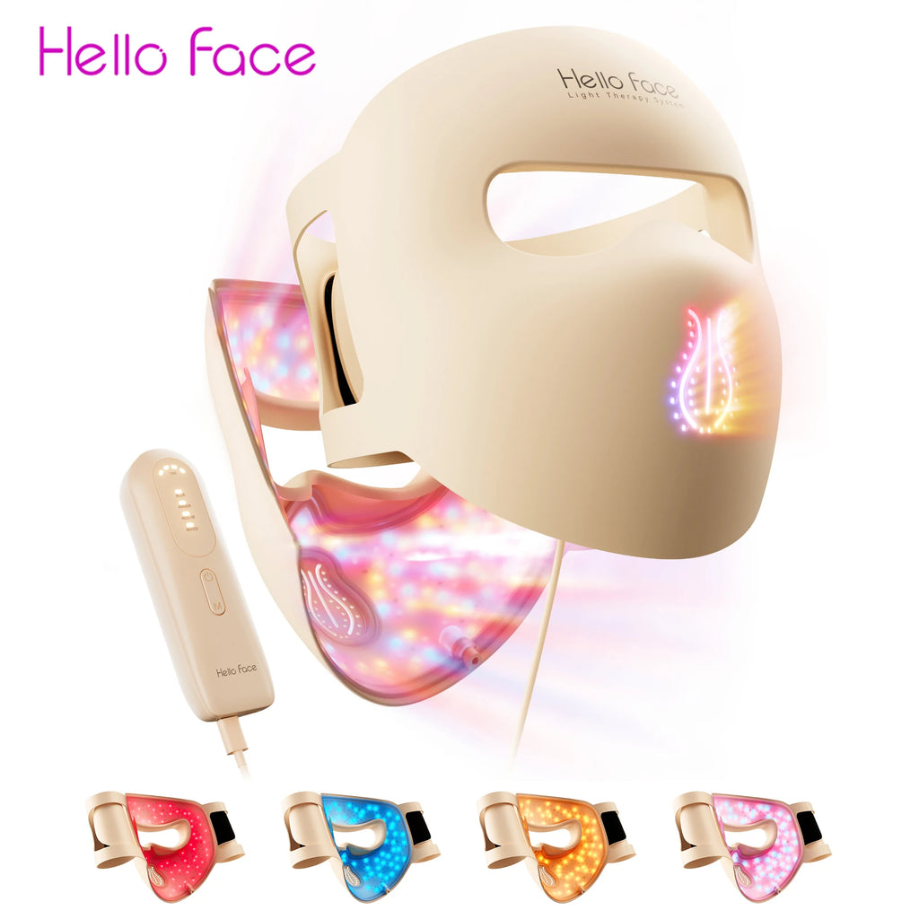 Hello Face M300 4D LED Light Mask 311 LEDs, 4 Mode, Facial Care, Ergonomic Silicone Design, Visual Comfort